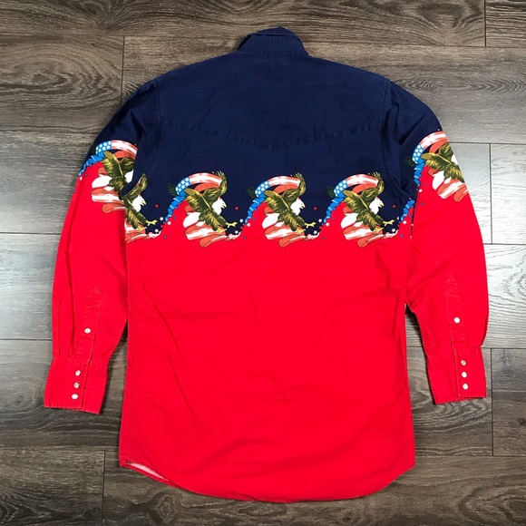 Cumberland Outfitter’s Men’s Cowboy American Patriotic Western Button Down Shirt - Picture 6 of 8